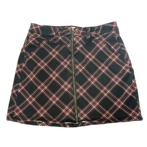 Plaid High-Rise Mini Skirt - Black, Red, White - Juniors Size 13/31W Grunge Punk